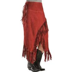 Red - Short Skirts Scully Women's Leather Long Suede Fringe Skirt