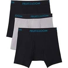 Fruit of the Loom Men's Breathable Underwear, Cotton Mesh Black/Gray Boxer Brief