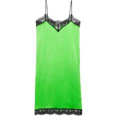 Ami Paris Dam Klänningar Ami Paris lace-trim slip dress women Silk/Polyamide/Viscose Green
