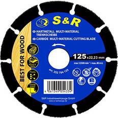 S&R Hårdmetall Kapskiva 125 x 22,23 mm, Multimaterial för alla typer av trä trä med spik, plast och gipskartong, särskilt lång livslängd, för vinkelslip