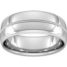 Goldsmiths Slight Court Extra Heavy Milgrain Centre Wedding Ring - Silver