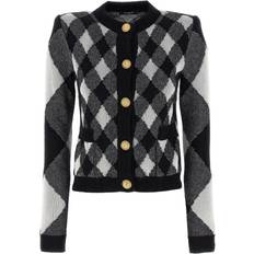 Balmain Koftor Balmain Gingham Stickad Kofta Tröja - Svart