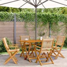 Beige Terras eethoeken vidaXL 5-delige Tuinset Polypropeen Massief Hout Beige