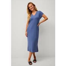 Midi-mekko - Sininen Mekot Vila Mekko ViModala V-neck S/S Midi Dress - Sininen