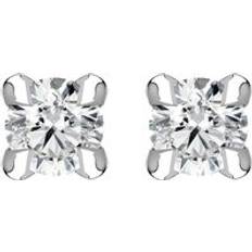 18ct White Gold 0.10ct Diamond Claw Set Solitaire Stud Earrings