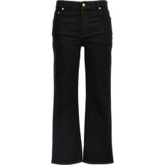 Cropped Kick Flare Jeans - Black