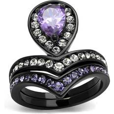 Children Rings TK2186-5 Women IP Black Stainless Steel Ring with AAA Grade CZ in Amethyst