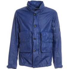 Linen Jackets C.P. Company Light Jackets, male, Blue, Waxed Linen Jacket with Hood