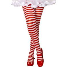 XL Pantyhose Children's Clothing 270-WHT-RED-S Nylon Girls Striped Tights, White & Red