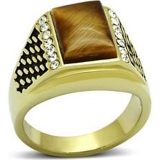 Topaz Rings Alamode Jewelry Alamode TK1187-8 Men IP Gold Stainless Steel Ring with Synthetic in Topaz
