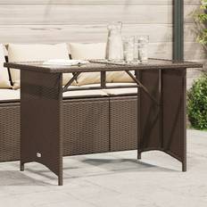 Kunstrattan Gartenesstische vidaXL Gartentisch Mit Glasplatte Braun 110x68x70 cm Poly Rattan