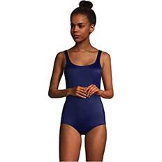 Swimwear Lands' End Womens Chlorine Resistant Tugless Tank Soft Cup One Piece Swimsuit Deep Sea Navy Long Torso