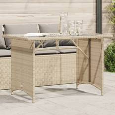 VidaXL Outdoor Dining Tables vidaXL Garden Table With Glass Top 110x68x70 cm - Beige
