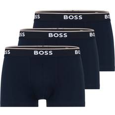 Beige Men's Underwear BOSS Power Cotton Logo Waistband Trunks - Navy Cotton