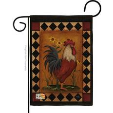 Breeze Decor BD-FA-G-110073-IP-DB-D-US13-SB 13 x 18.5 in. Rooster Burlap Nature Farm Animals Impressions Decorative Vertical Double Sided Garden Flag