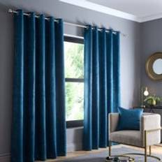 Turquoise Curtains Fusion Strata Triple-Woven Dimout Eyelet Curtains - Teal - 168 cm x 137 cm