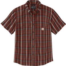 Carhartt Shirts Carhartt Men's 105702 Loose Fit Midweight Short-Sleeve Plaid Shirt 4X-Large Regular Fired Brick