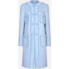 Purple Coats Dolce & Gabbana Single-breasted Raschel Tweed Coat Woman Coats And Jackets Azure