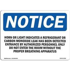 Workplace Signs SignMission OS-NS-A-1218-L-13516 12 x 18 in. OSHA Notice Sign - Horn or Light Indicates a Refrigerant or Carbon Monoxide Leak