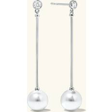 Ani Jewels Long Pearl Earrings Silver