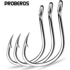 Proberos 10pcs/bag Slow Shaking Iron Plate Hook with Barb High Carbon Steel Single Hook Sea Fishing Boat Fishing Hook with Hole Fish Hook