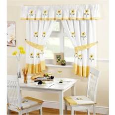 Curtains & Accessories Alan Symonds Sunflower Pencil Pleat Headed Kitchen Curtains 136" x 10" - Yellow/White