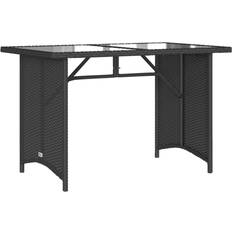 Kunstrattan Gartenesstische vidaXL Garden Table With Glass Top 110x68x70 cm - Black