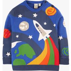 9-12M - Girls Knitted Sweaters Children's Clothing Frugi Boys Blue Cotton Knit Space Sweater