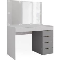 Glas Schminktische VICCO Elise White/Grey Schminktisch 55x115cm