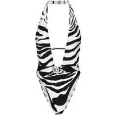 Elastane/Lycra/Spandex Swimsuits Dolce & Gabbana Zebra Print Halterneck Swimsuit Black