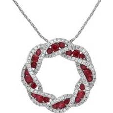 White Gold Necklaces C W Sellors 18ct White Gold 0.60ct Ruby Diamond Twisted Circle Necklace