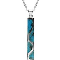 Green Necklaces Sterling Silver Turquoise Four Stone Curved Oblong Necklace Silver