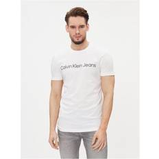 Calvin Klein Jeans Core Institutionell Logo Slim Tee - Light Kritvit