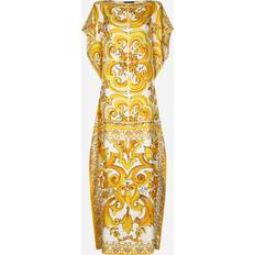 Dolce & Gabbana Dresses Dolce & Gabbana Maiolica Silk Twill Caftan Coverup Woman Dresses Print