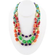 Lapis Necklaces Zion multi-color triple strand golden statement necklace