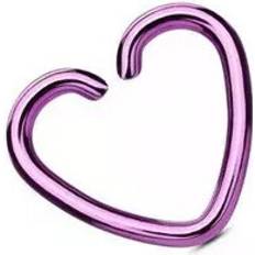 Lumos (Purple, 1.0mm) Surgical Steel Heart Helix Cartilage Ring Hoop Tragus Daith Ring Hoop Earring