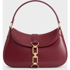 Charles & Keith Charles & Keith Agatha Chain-Accent Hobo Bag Burgundy S