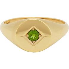 Anillos Loren Stewart Baby Deco Signet Ring in Vermeil & Chrome Dioposide Metallic Gold. (also in 5, 6, 8)