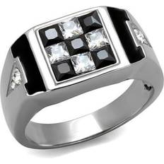 Black Rings Alamode TK2663-10 Men High Polished Stainless Steel Ring with AAA Grade CZ in Jet