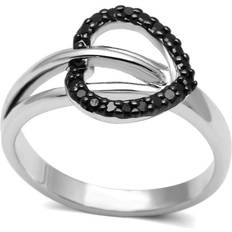 Rhodium Rings Precious Stone Women Rhodium & Ruthenium Brass Ring with AAA Grade CZ in Black Diamond