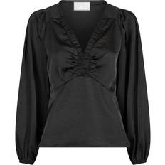 Dam - Satin Skjortor Neo Noir Istana Heavy Sateen Blouse - Black