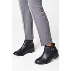 Wide Fit Mia Mixed Material Ankle Boots - Black