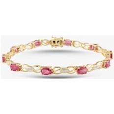 Red Bracelets 9ct Yellow Gold Oval Cut Ruby & Diamond Open Link Bracelet PBC01810Y RU Red