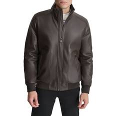 Bomber Jackets - Brown DKNY Faux Leather Bomber Jacket - Heritage Brown