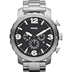 Fossil herr Nate rostfritt kvarts kronograf klocka, SILVER, En storlek, ledig