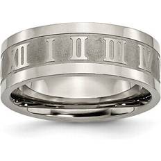 Engagement Rings - Unisex Titanium 8mm roman numerals wedding band ring