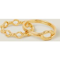 XS Rings Accessorize 2Pack 14ct GoldPlated Knot Rings Gold, XS, Women's