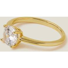 Women - XS Rings Accessorize 14ct GoldPlated Solitaire Ring Gold, XS, Women's