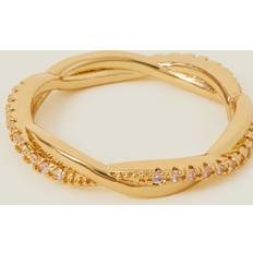 XS Rings Accessorize 14ct GoldPlated Sparkle Twist Ring Gold, XS, Women's