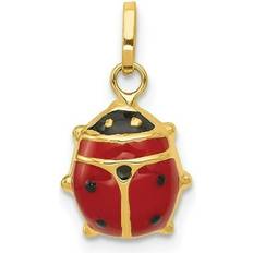 Yellow Charms & Pendants Bagatela 14K Yellow Gold Red Enameled Ladybug Charm